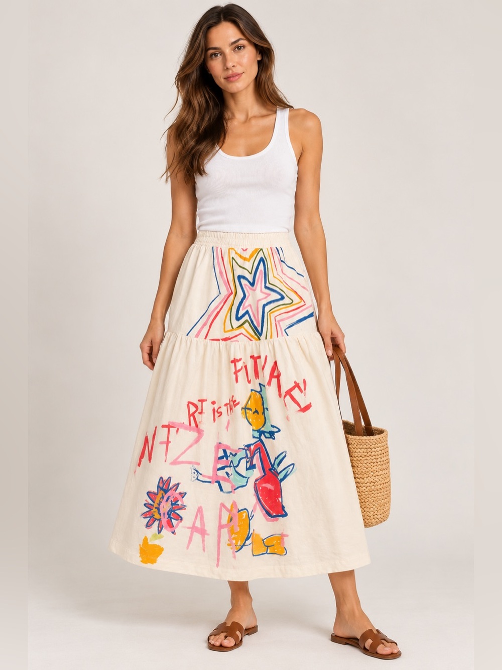 NWT Rare FARM Rio x Disney Zé Carioca Graphic Midi Skirt Size M